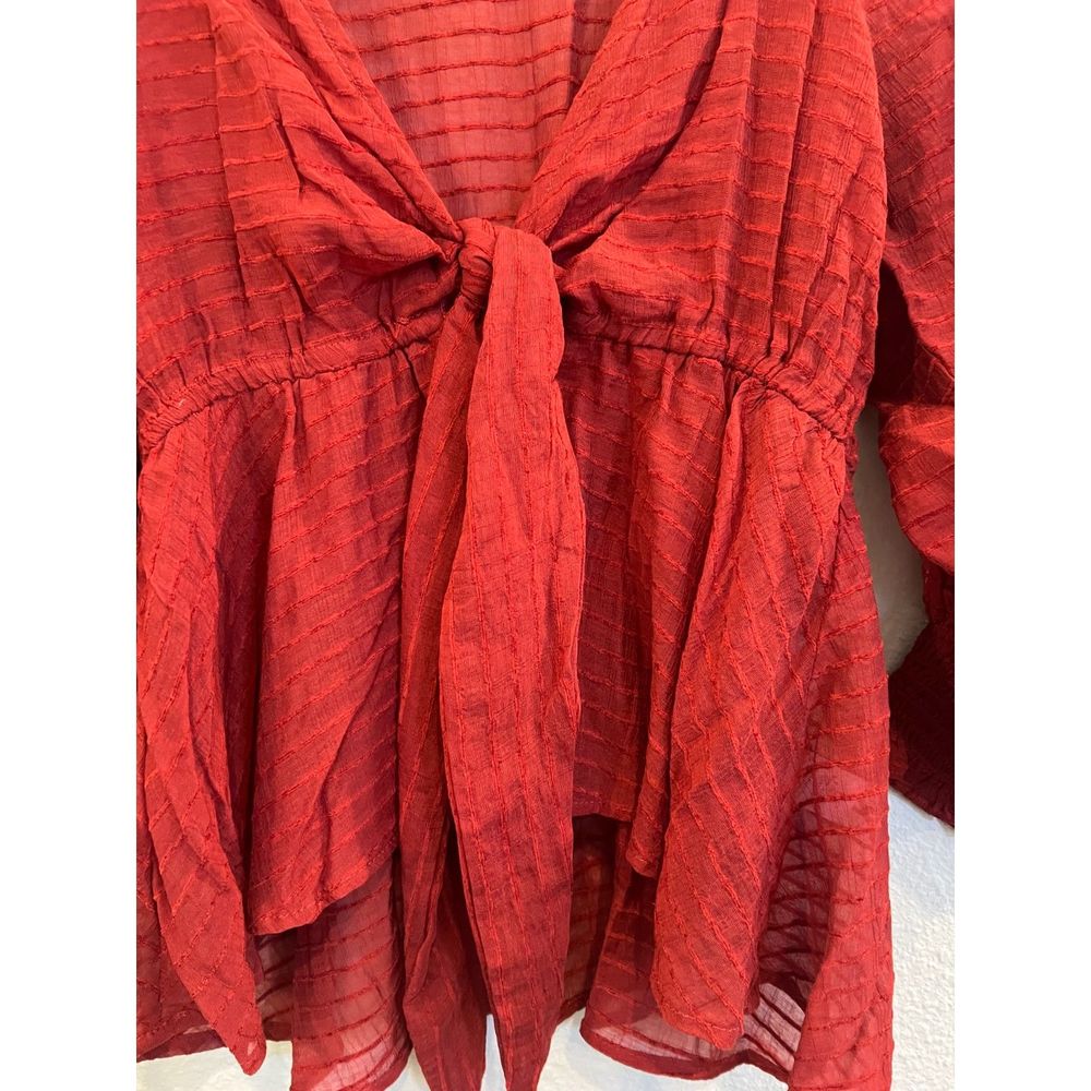 Flawless Blouse Women Sheer Bohemian Tie Waist Long Sleeve Medium a251 - Picture 4 of 7